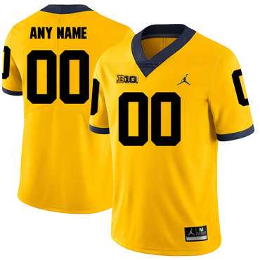 Mens Michigan Wolverines Yellow Customized College Football Jersey